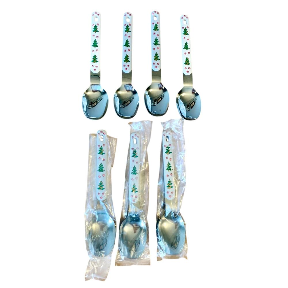 Oneida Colormates Tablespoons Set 7 Holiday Christmas Tree Northland Stainless
